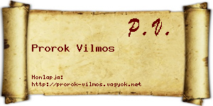 Prorok Vilmos névjegykártya